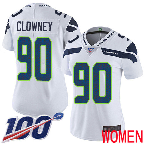 Seattle Seahawks Limited White Women Jadeveon Clowney Road Jersey NFL Football #90 100th Season Vapor Untouchable->seattle seahawks->NFL Jersey